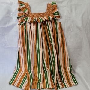 Eleanor Rose Orange and Green Ruffled Tiered Sundress